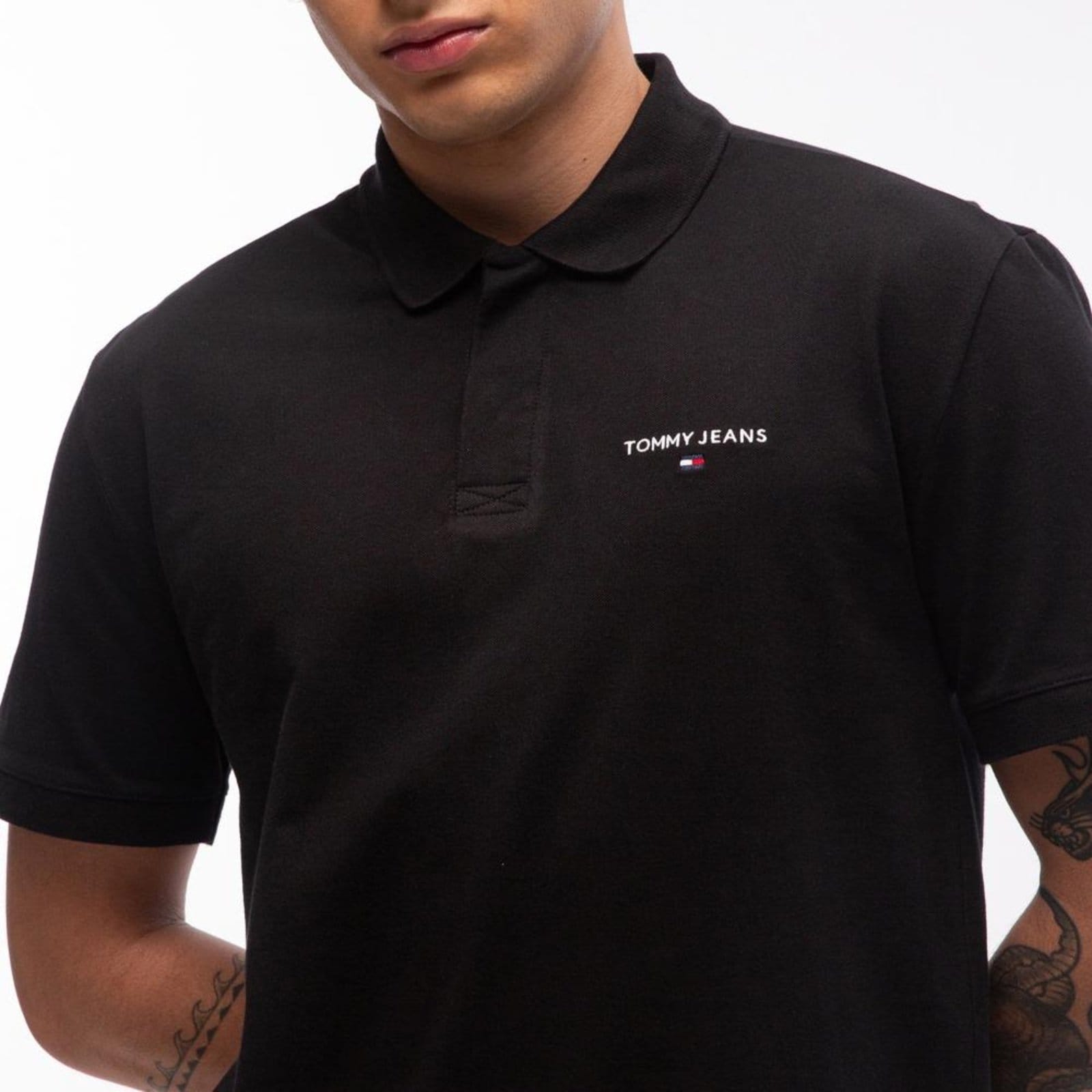 Vista 2 Polo Logo Linear Regular Fit Tommy Jeans - EEG Tommy Jeans preto
