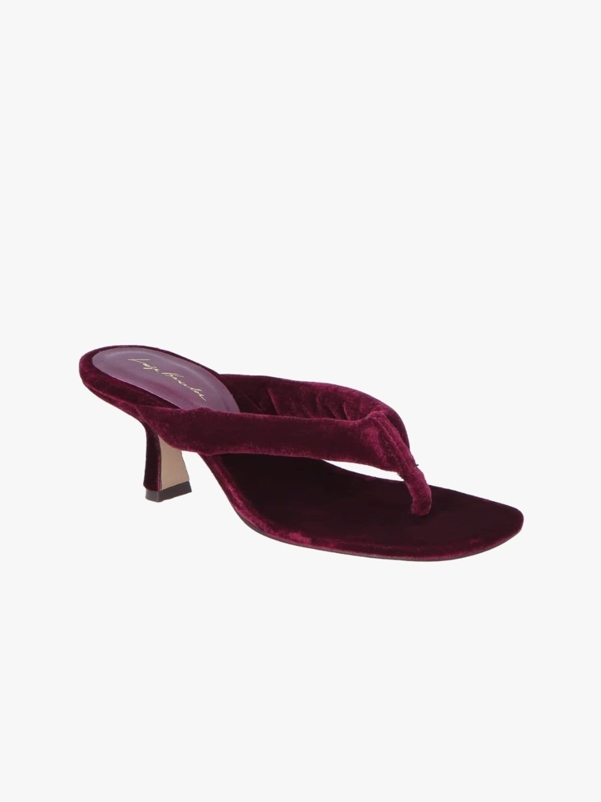 Sandália De Dedo Salto Fino Em Veludo