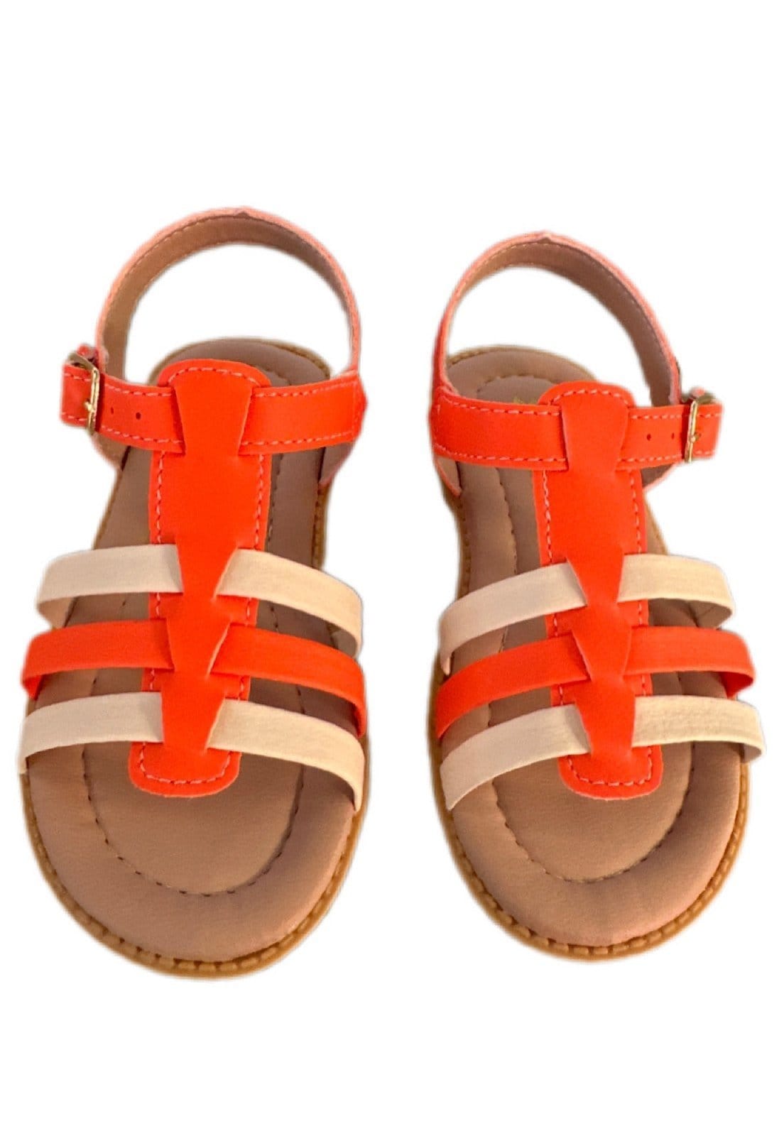 Vista 2 Infantil - Sandália menina de tiras Solzim Laranja e branca SOLZIM CALÇADOS branco