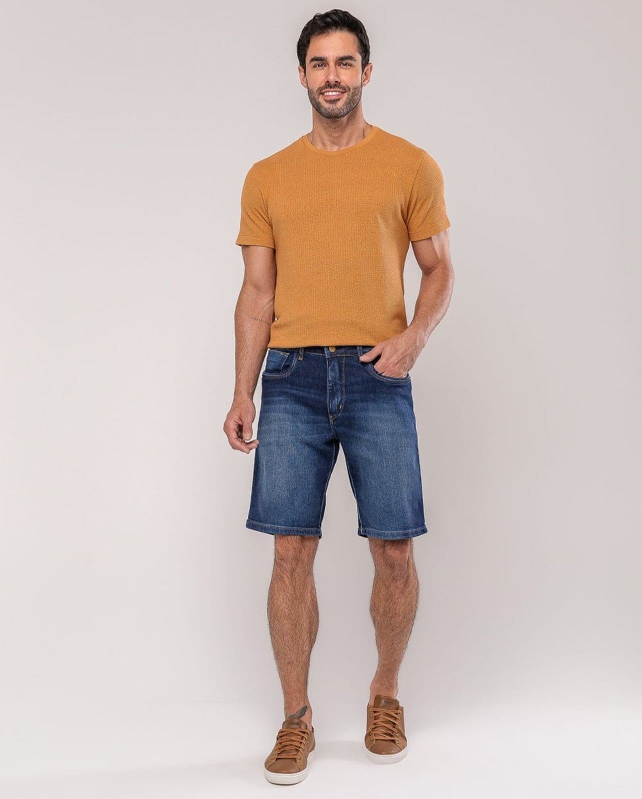 Vista principal Bermuda Slim Fit Masculina 25154 Escura Consciência jeans