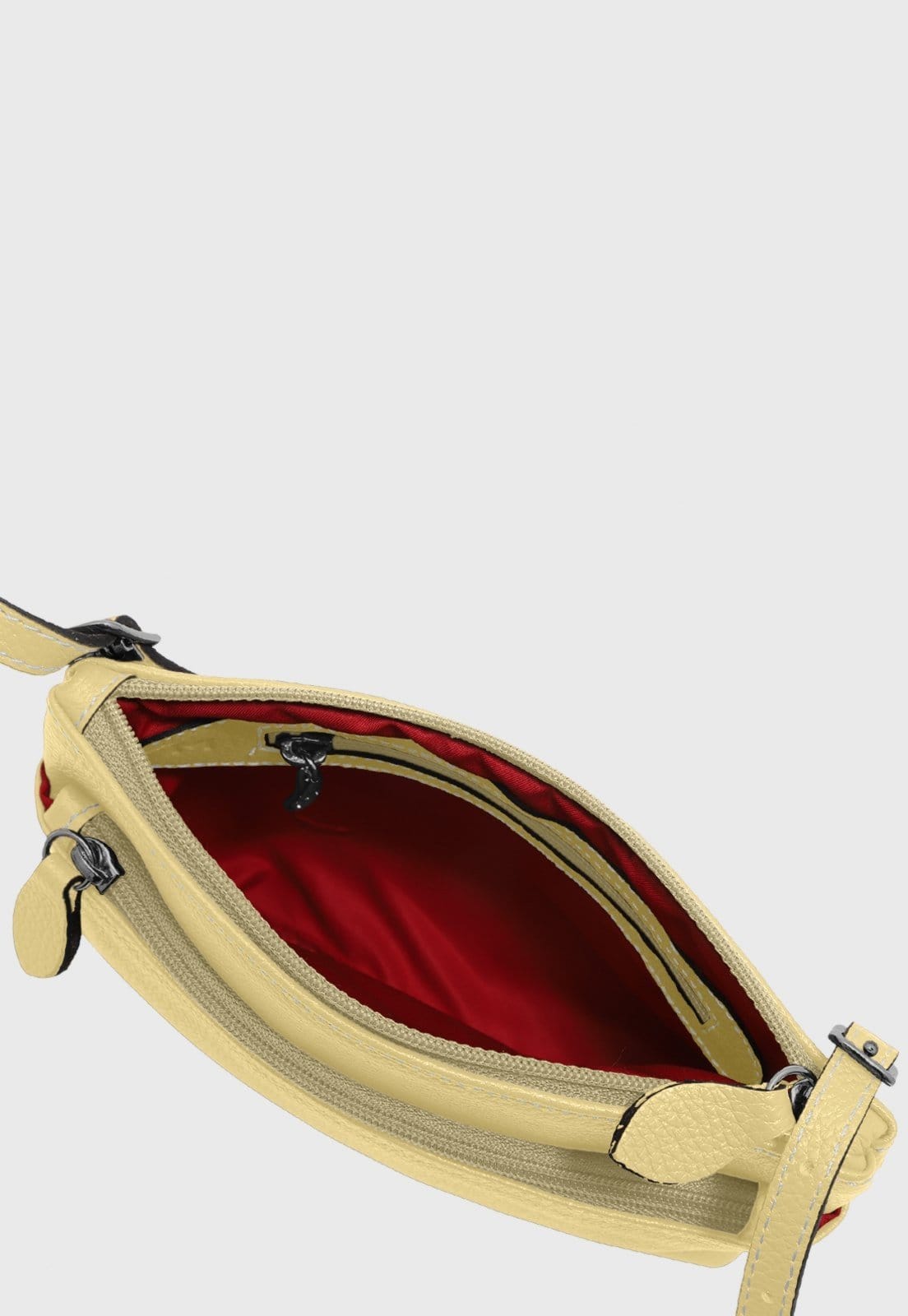 Vista 2 Bolsa Transversal de Couro Mariart Ágata Manteiga Mariart amarelo