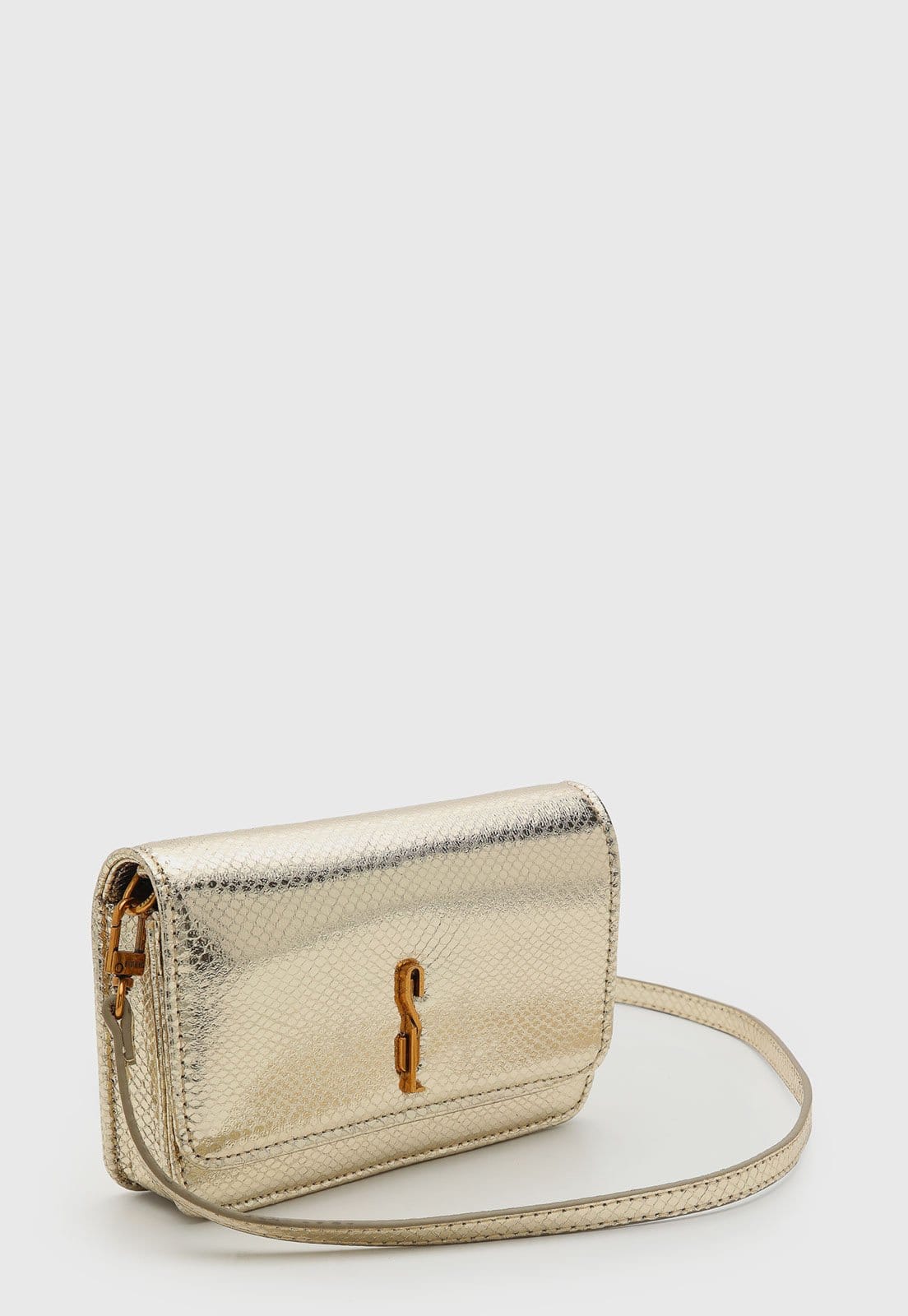 Vista 2 Bolsa Feminina Santa Lolla Pequena Metalizada Dourada Santa Lolla dourado