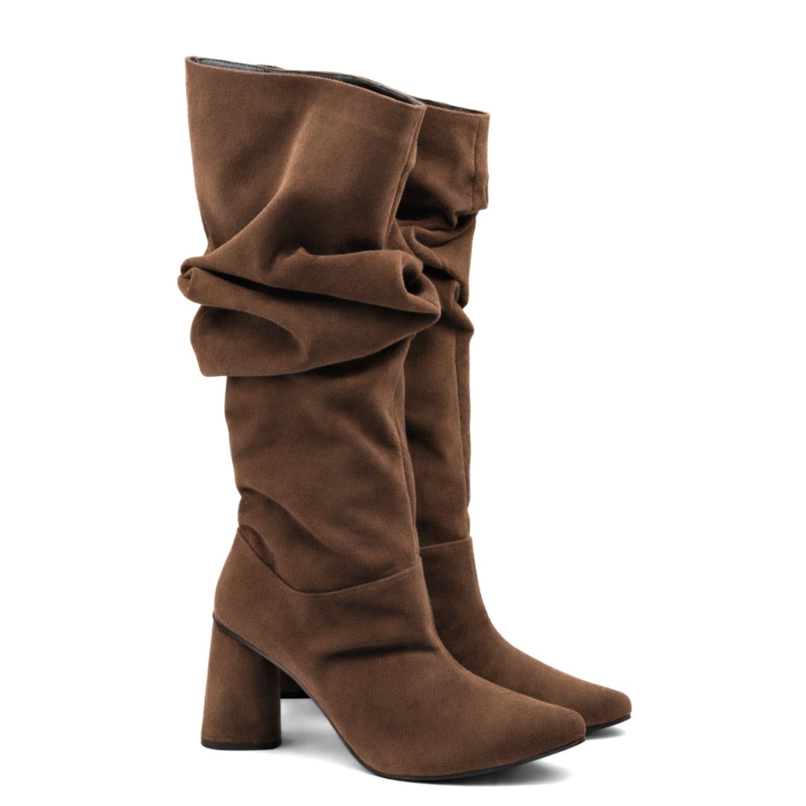 Vista 2 Bota Slouch Cano Alto Camurça Moda Inverno 23021 Hannah Footwear marrom