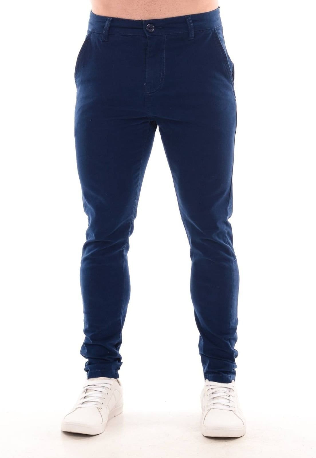 Vista 2 Kit 2 Calças Sarja Masculina Mys Jeans Confortável Estilosa Cinza Claro Ethereal Jeans azul