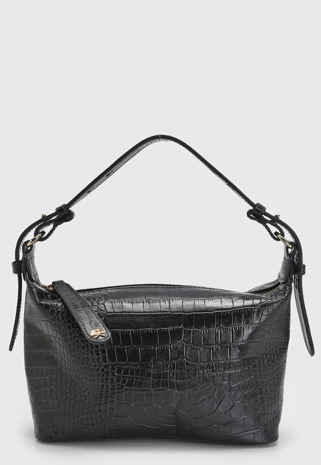 Bolsa Média Feminina Luiza Barcelos Textura Croco Preta