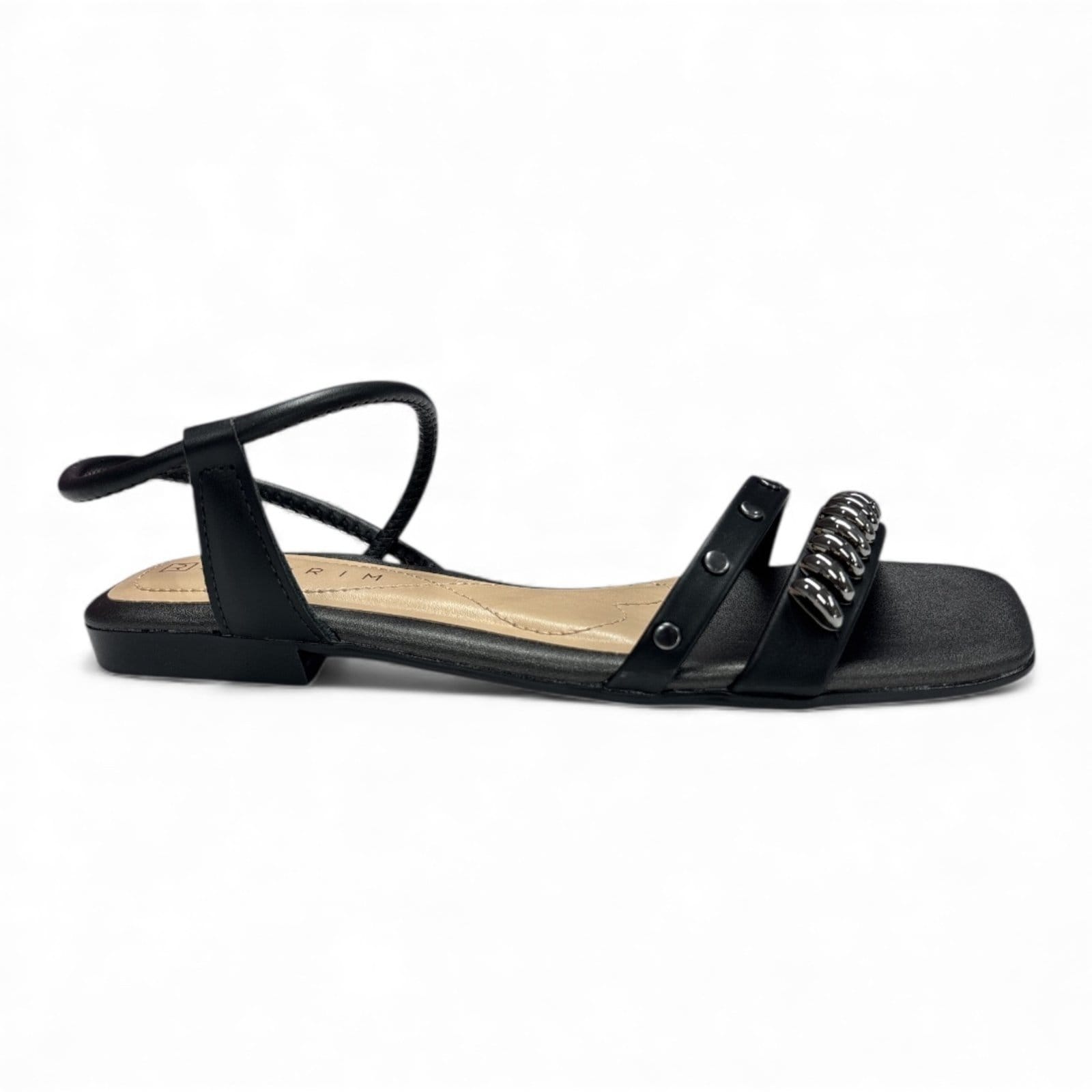 Vista 2 Sandália Rasteira Feminina Preta Elástico Ramarim 2525103-2 RAMARIM preto