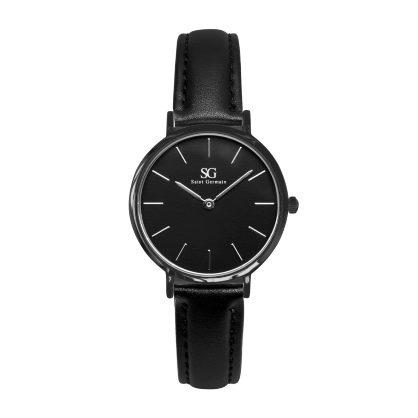 Relógio Feminino Preto Pulseira De Couro Murray Full Black 32mm