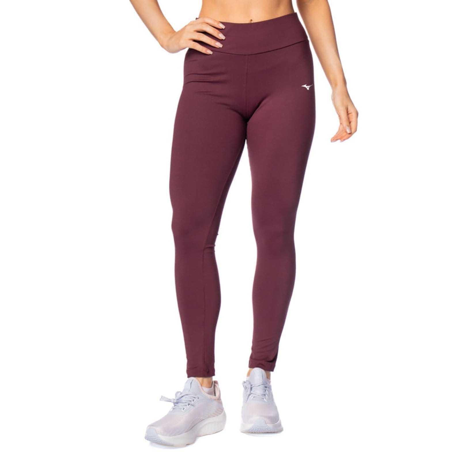 Vista principal Legging Feminina Mizuno Essence Cintura Alta Cinza Mizuno bordô
