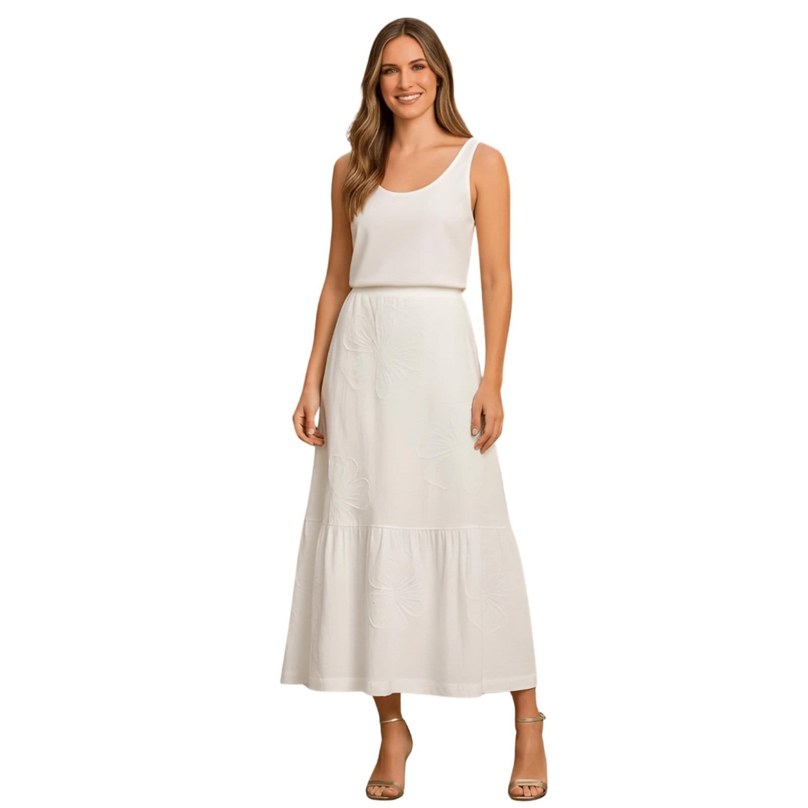 Vista principal Saia Flor De Lis Maxi Solta Flor de Lis branco