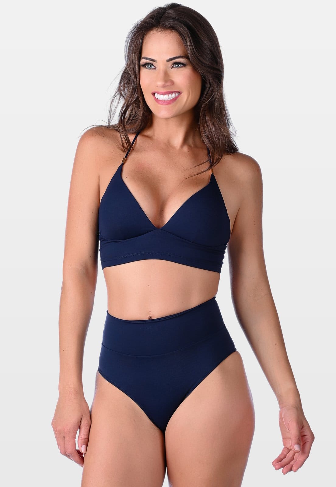 Biquíni Summer Soul Cropped Com Bojo Hot Pants Azul Escuro