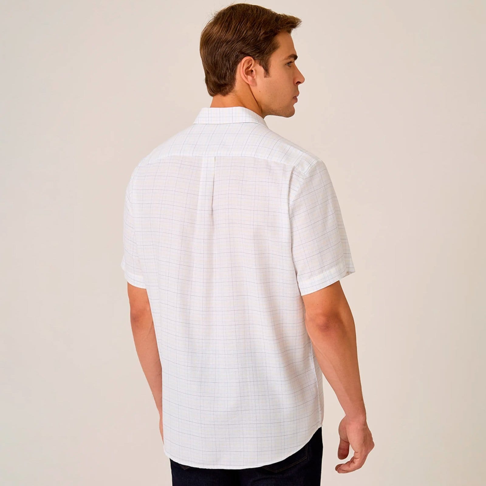 Vista 2 Camisa Dudalina Comfort Xadrez Ox Pr26 Masculino Dudalina azul