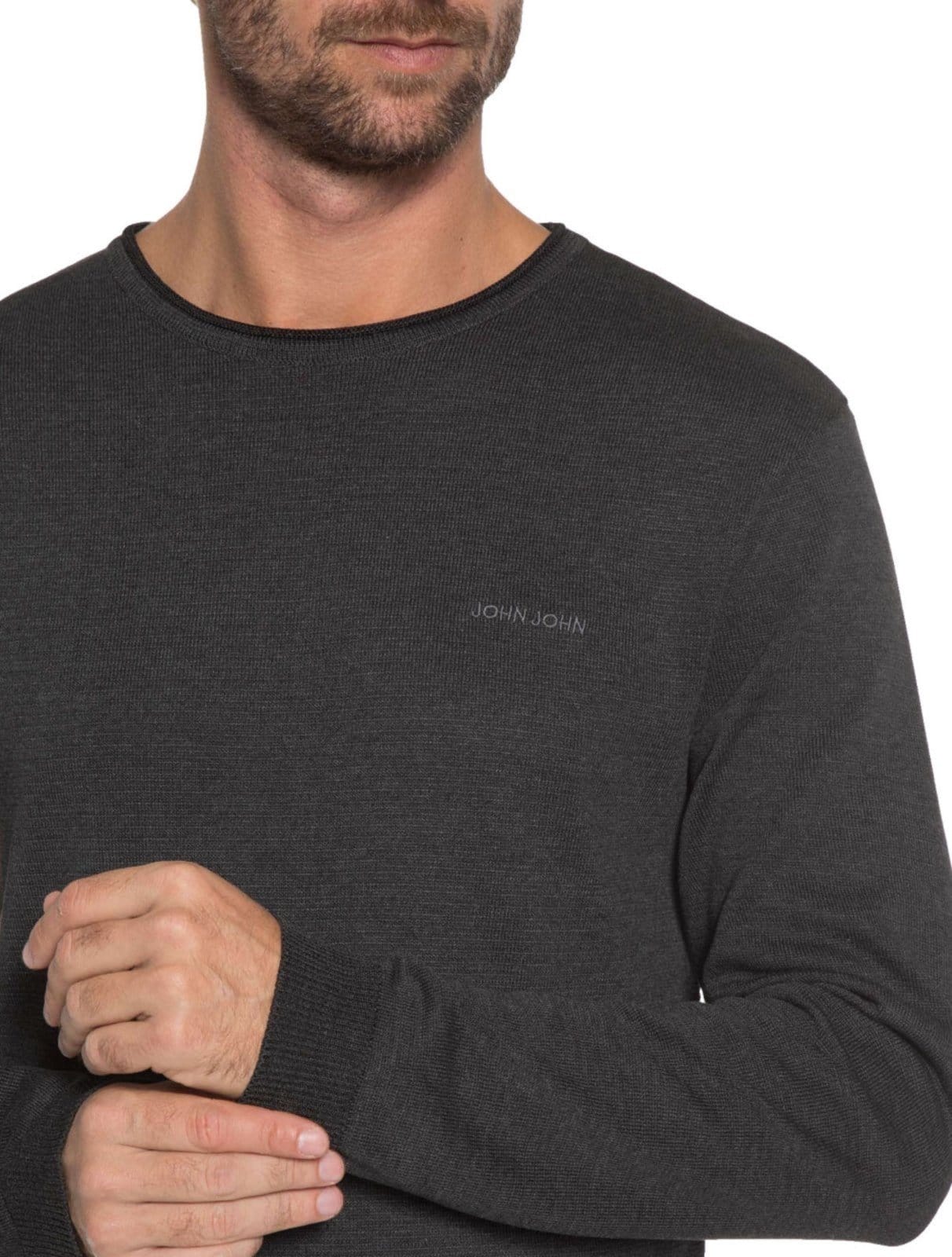 Vista 2 Suéter John John Masculino Tricot New Basic Escuro Mescla John John cinza