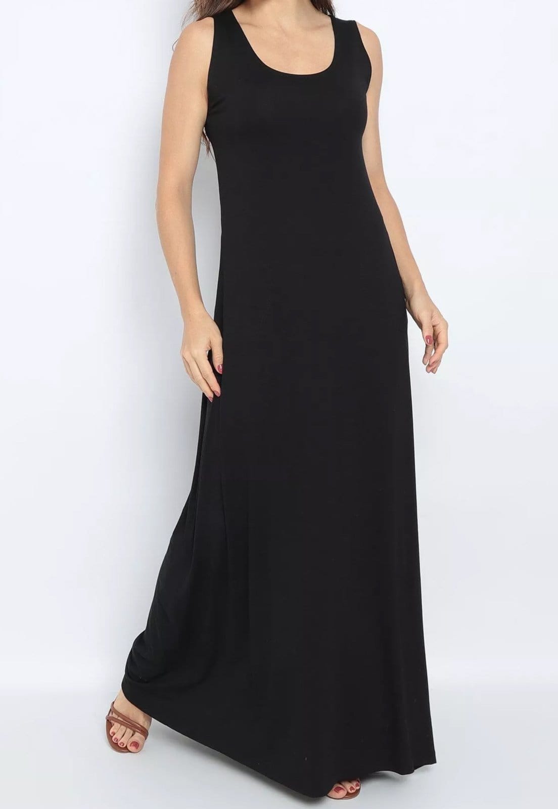 Vista principal Vestido Viscolycra Maria Paes Longo de Bolso Maria Paes preto