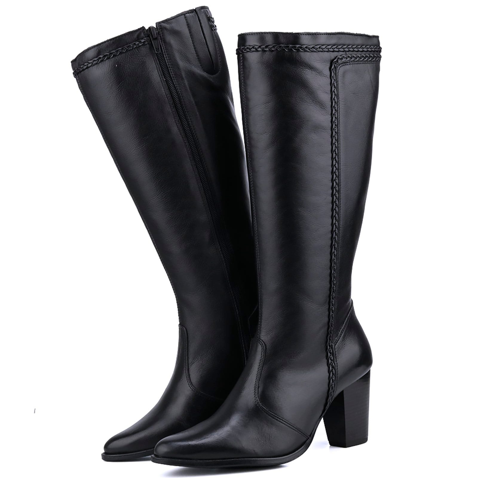 Vista principal Bota Cano Longo de Couro Mr. Gutt Salto Grosso Preta Mr. Gutt preto