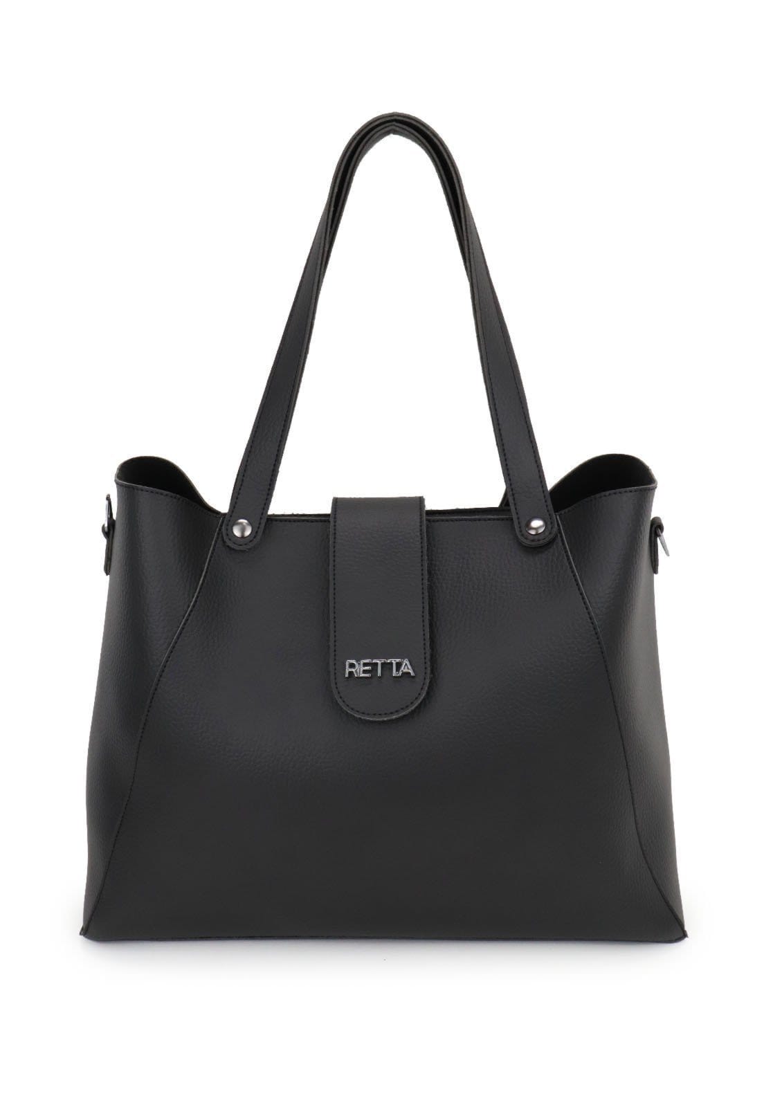 Vista 2 Bolsa Feminina Sacola Transversal Retta Oficial Preta Retta Oficial preto