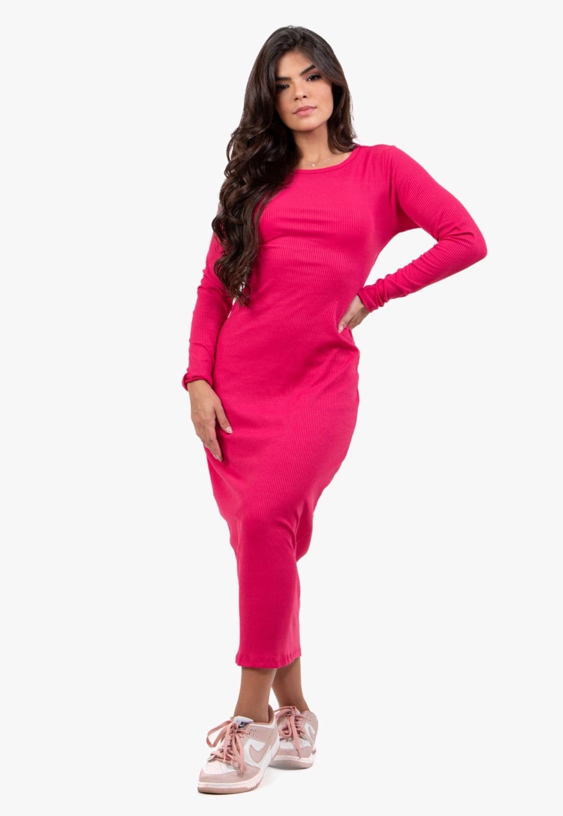 Vista 2 Vestido Midi Rioutlet Decote Laço nas Costas Rosa Rioutlet pink/rosa rosa
