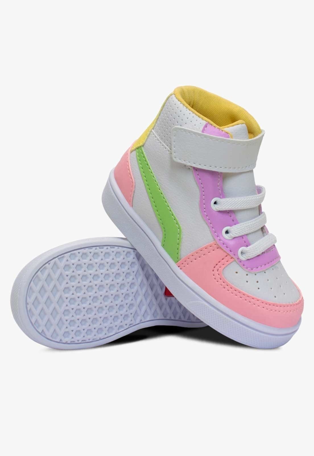 Vista 2 Infantil - Tenis Cano Alto Pópidi Menina Street Pópidí branco