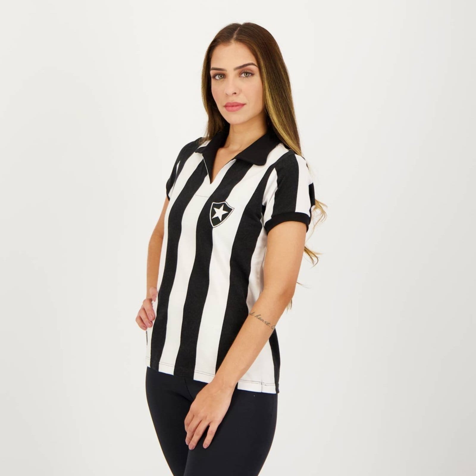Vista 2 Camisa Botafogo 1962 Feminina Retrômania preto