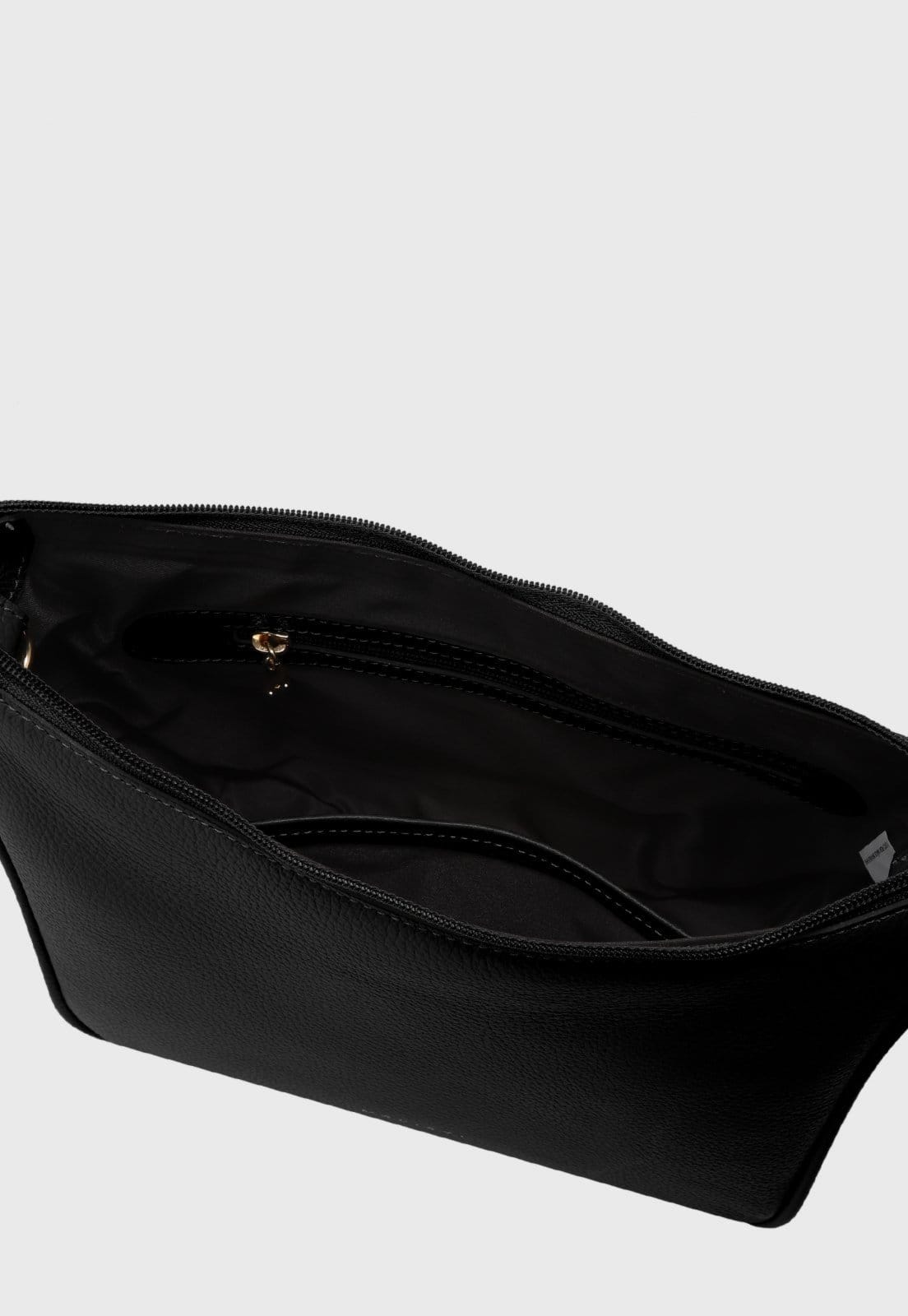 Vista 2 Bolsa Transversal de Couro Mariart Macaúba Preta Mariart preto