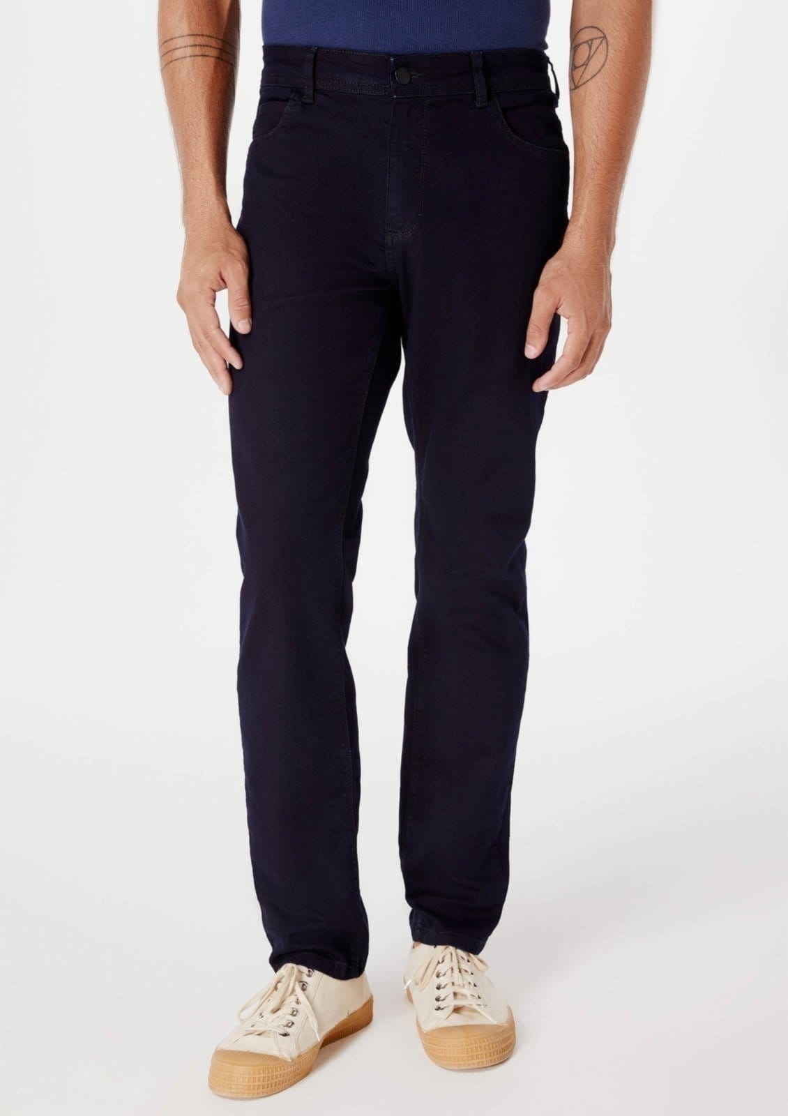 Vista 2 Calça Jeans Básica Masculina Slim Com Elastano Hering azul marinho