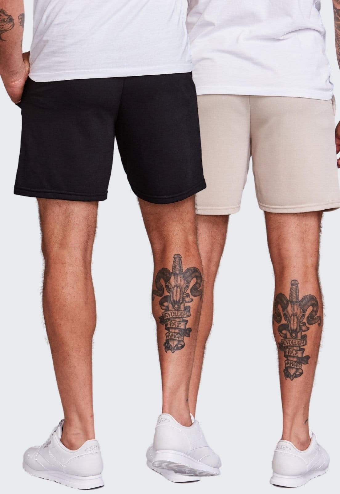 Vista 2 Kit 2 Shorts Moletinho Masculino Daze Modas e Daze Modas bege/preto