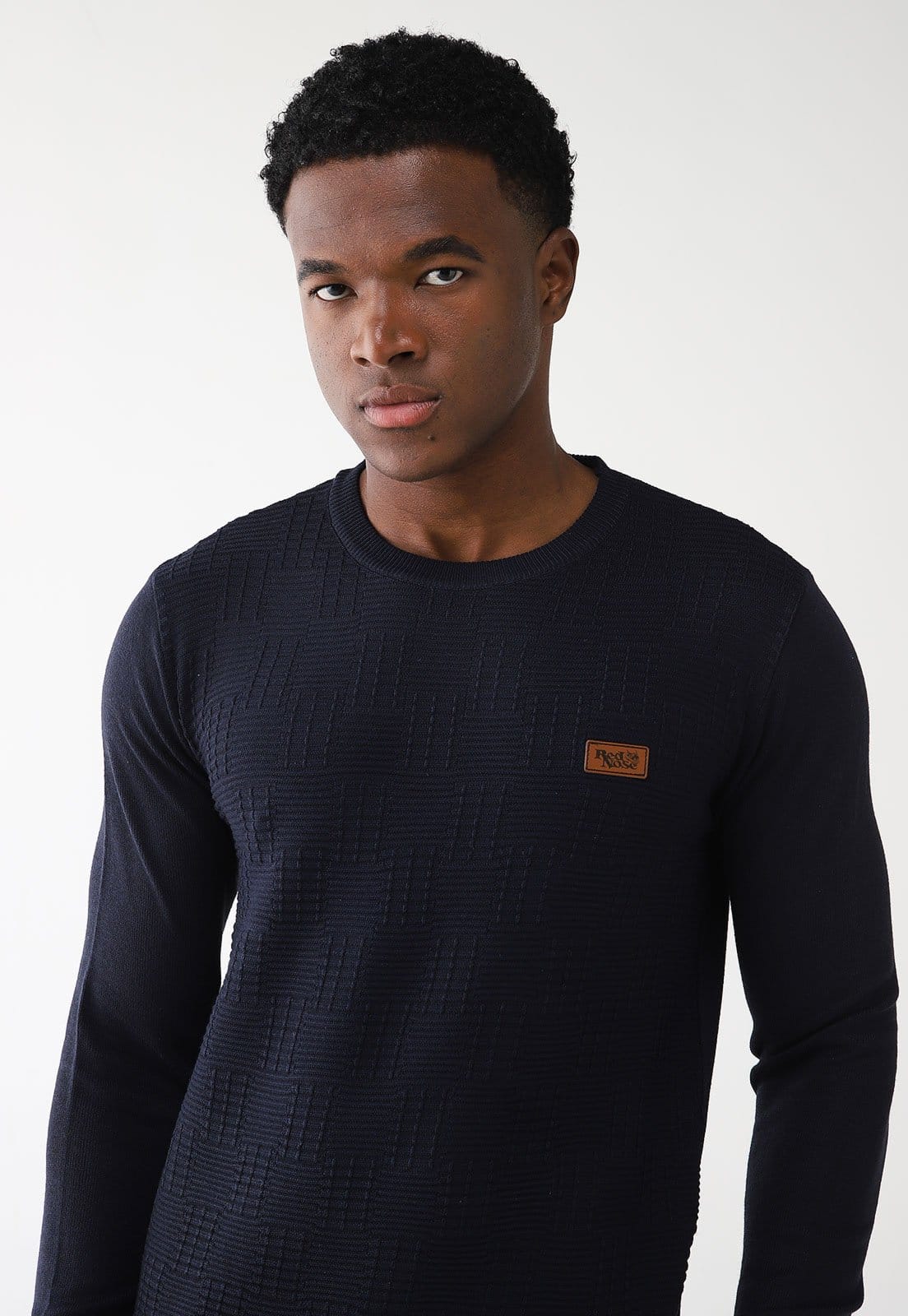 Suéter Tricot Red Nose Reto Texturizado Azul-Marinho