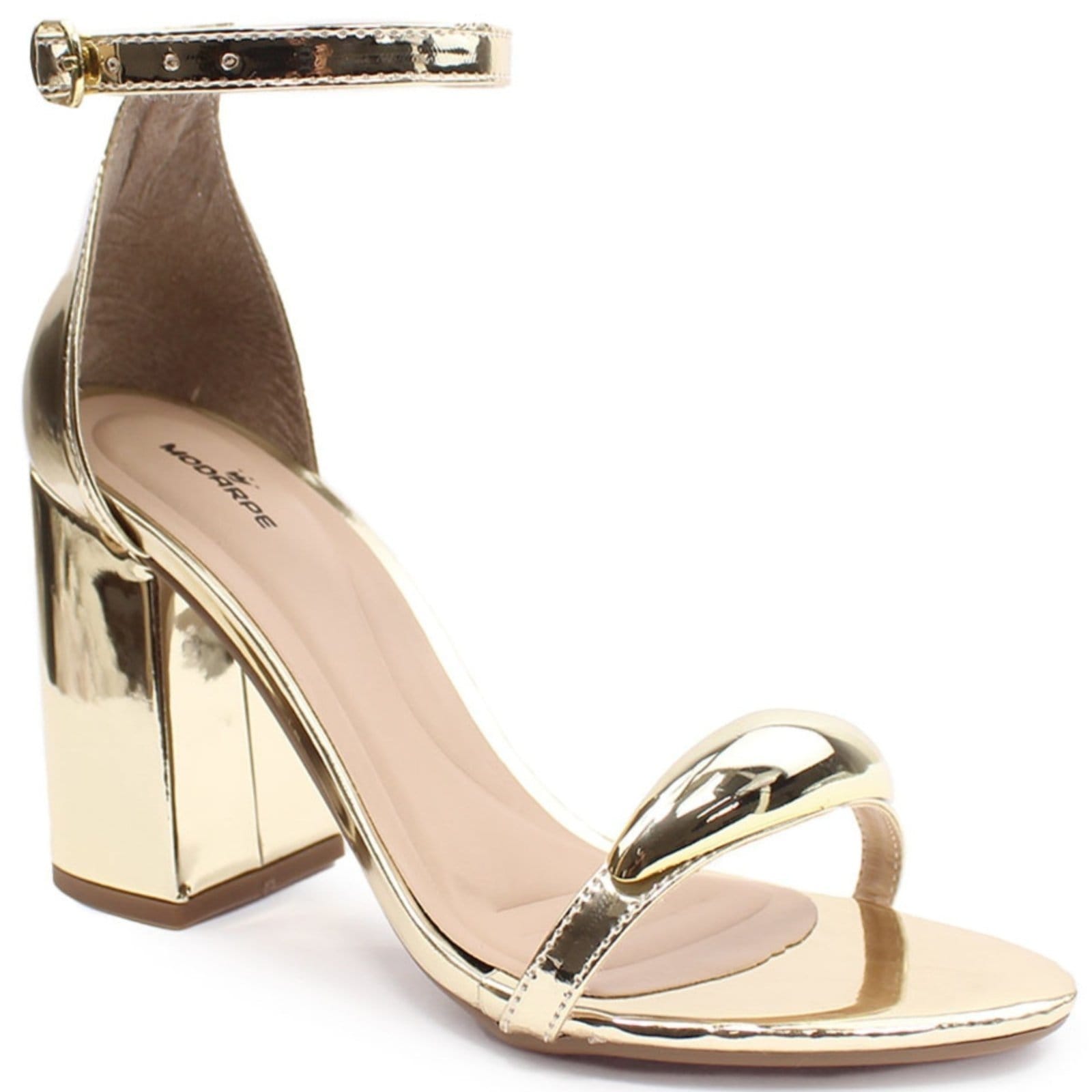 Vista 2 Sandália Modarpe Salto Bloco Grosso Detalhe B67 Modarpe dourado