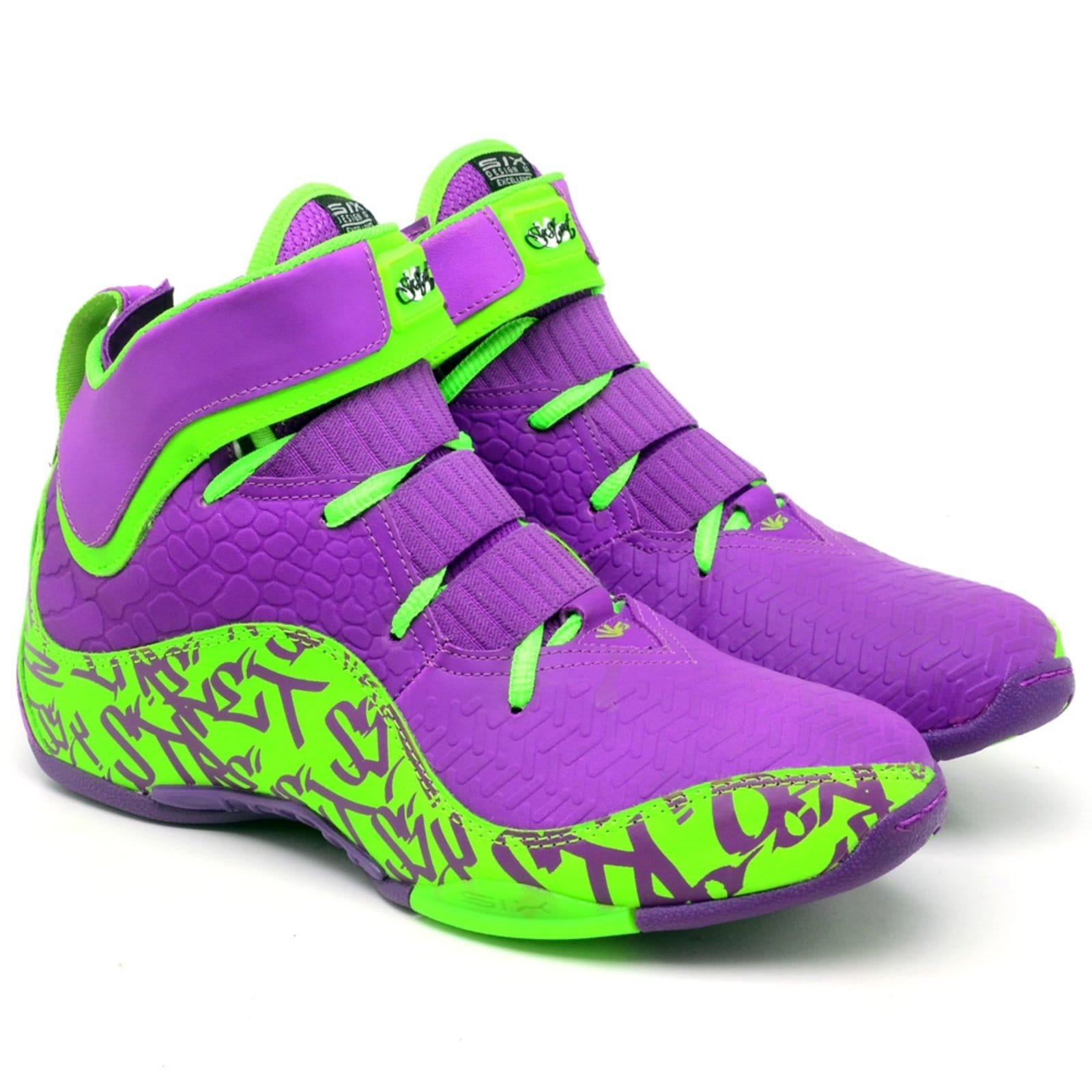 Vista 2 Tênis Basquete Masculino Impact Six Street Com Verde Six Street roxo/verde verde