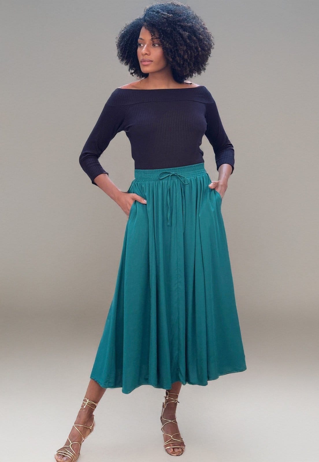 Vista 2 Saia Amazonia Vital Longa Viscose Estampa Musgo Amazonia Vital verde