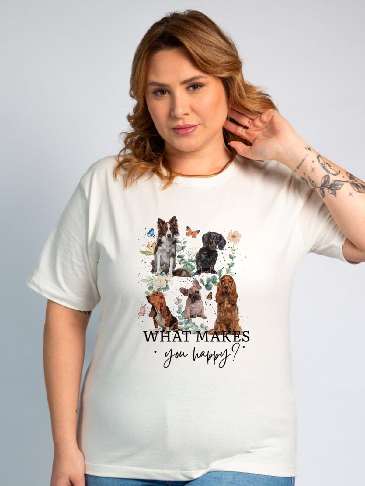 Vista 2 Blusa Feminina Cianitas Off Estampa Dog What Makes Cianitas off-white