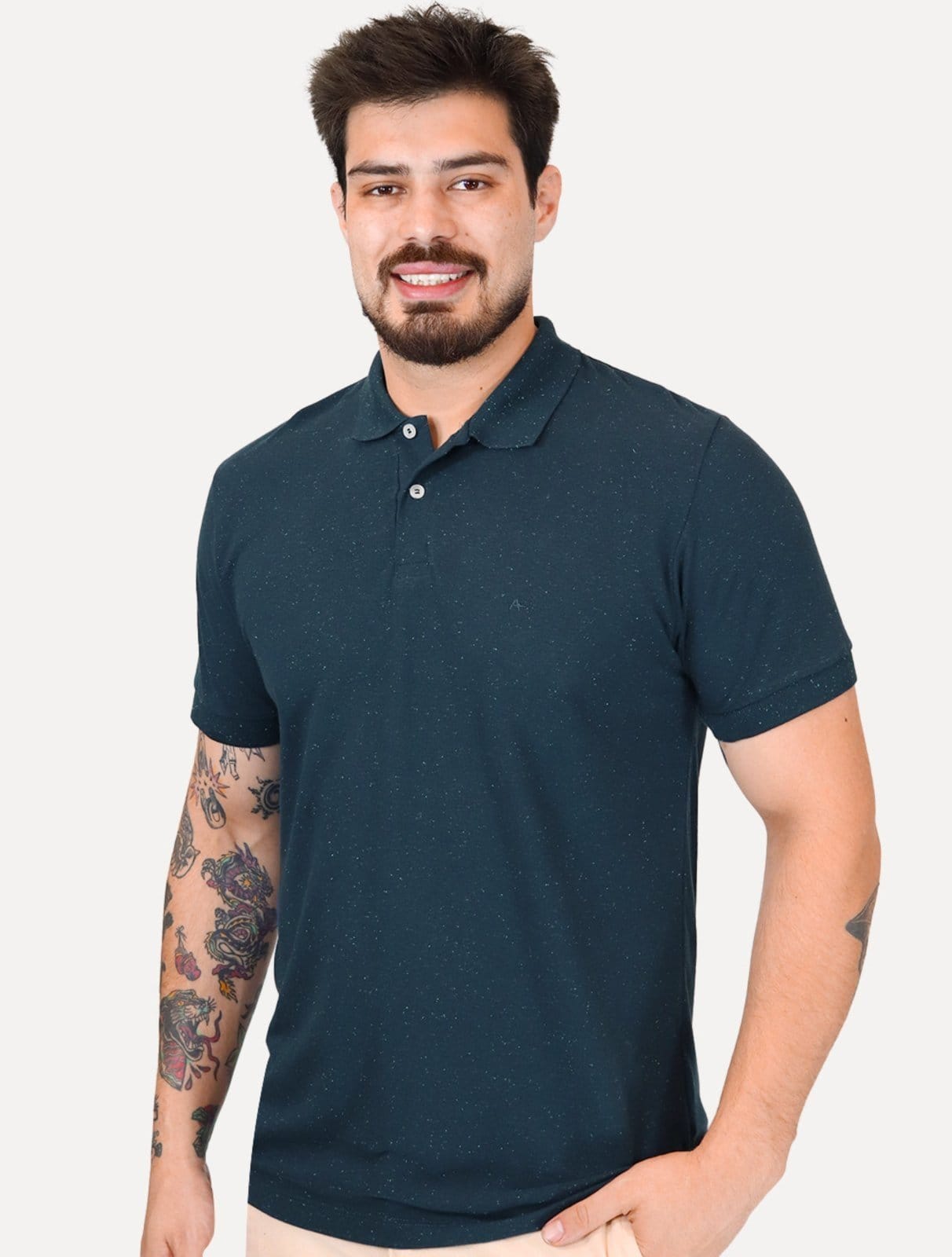 Polo Aramis Masculina Piquet Botone Mono Logo