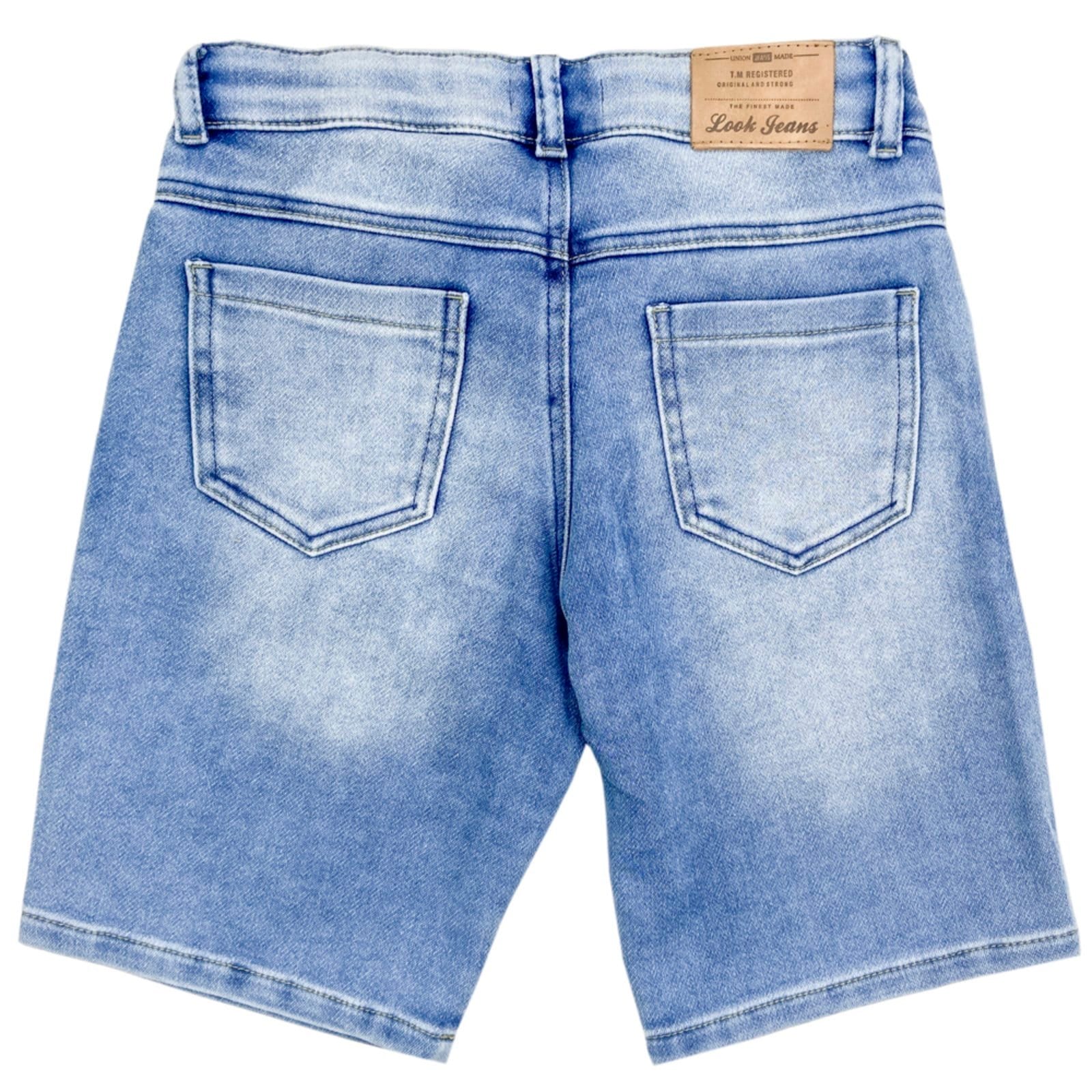 Vista 2 Infantil - Bermuda Juvenil Look Jeans Clássica Jeans Moletom Look Jeans azul