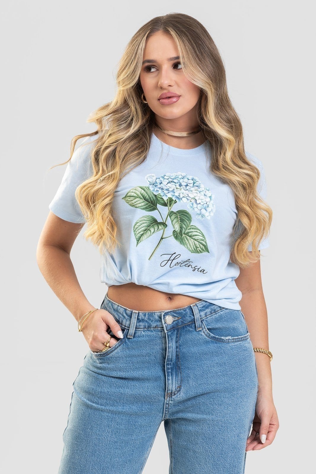 Camiseta Feminina Cianitas Estampa Hortênsia