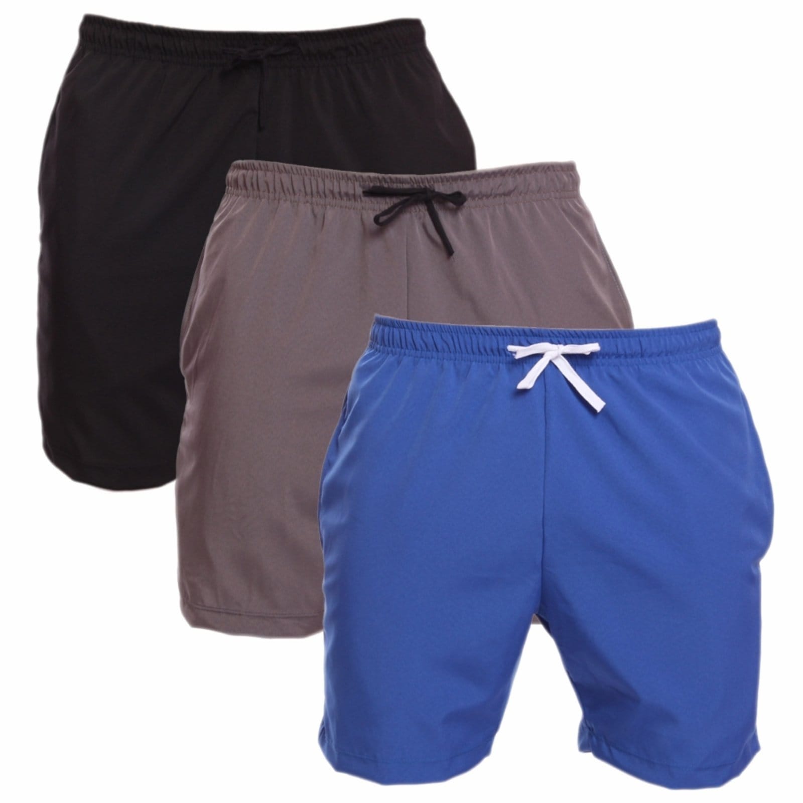Kit 3 Shorts Tactel Masculino Adulto Estilo Mauricinho Praia Piscina Cinza/Azul