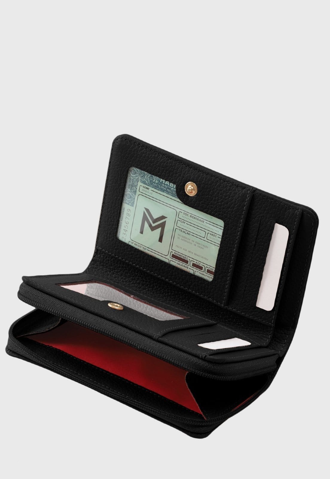 Vista 2 Carteira de Couro Mariart 701 Preta Mariart preto