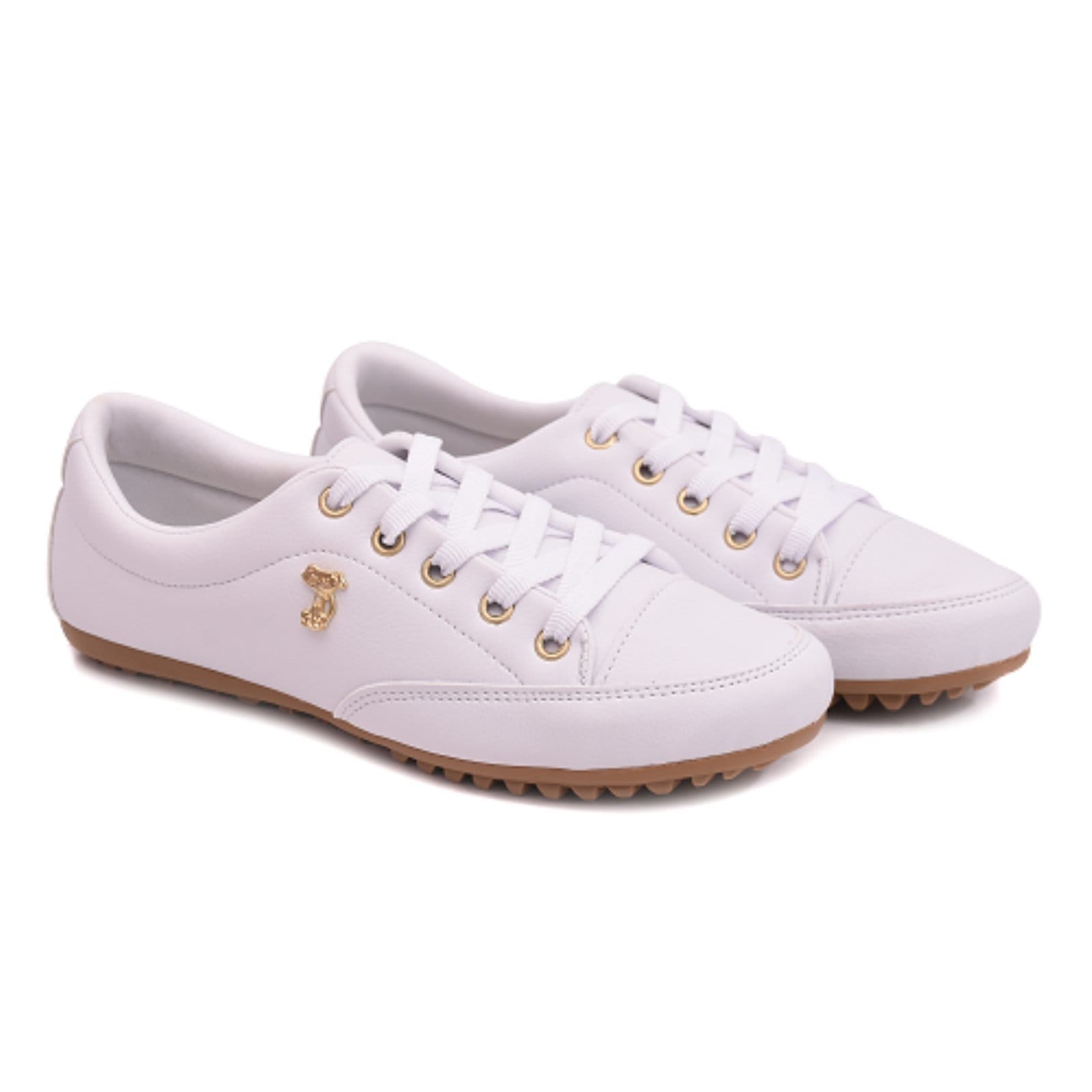 Vista 2 Sapatênis Feminino Comfort Casual Cadarço Com Broche ROMEU E JULIETA SHOES branco