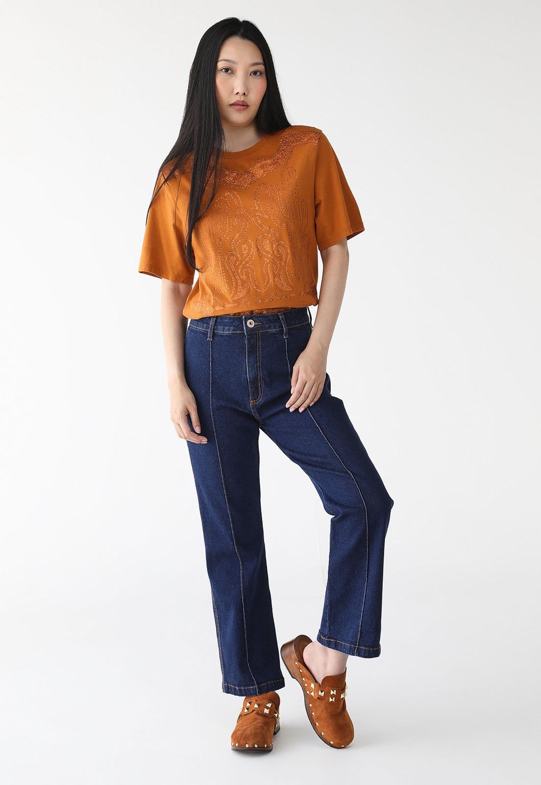 Vista 2 Calça Jeans My Favorite Things Flare Mini My Favorite Things azul