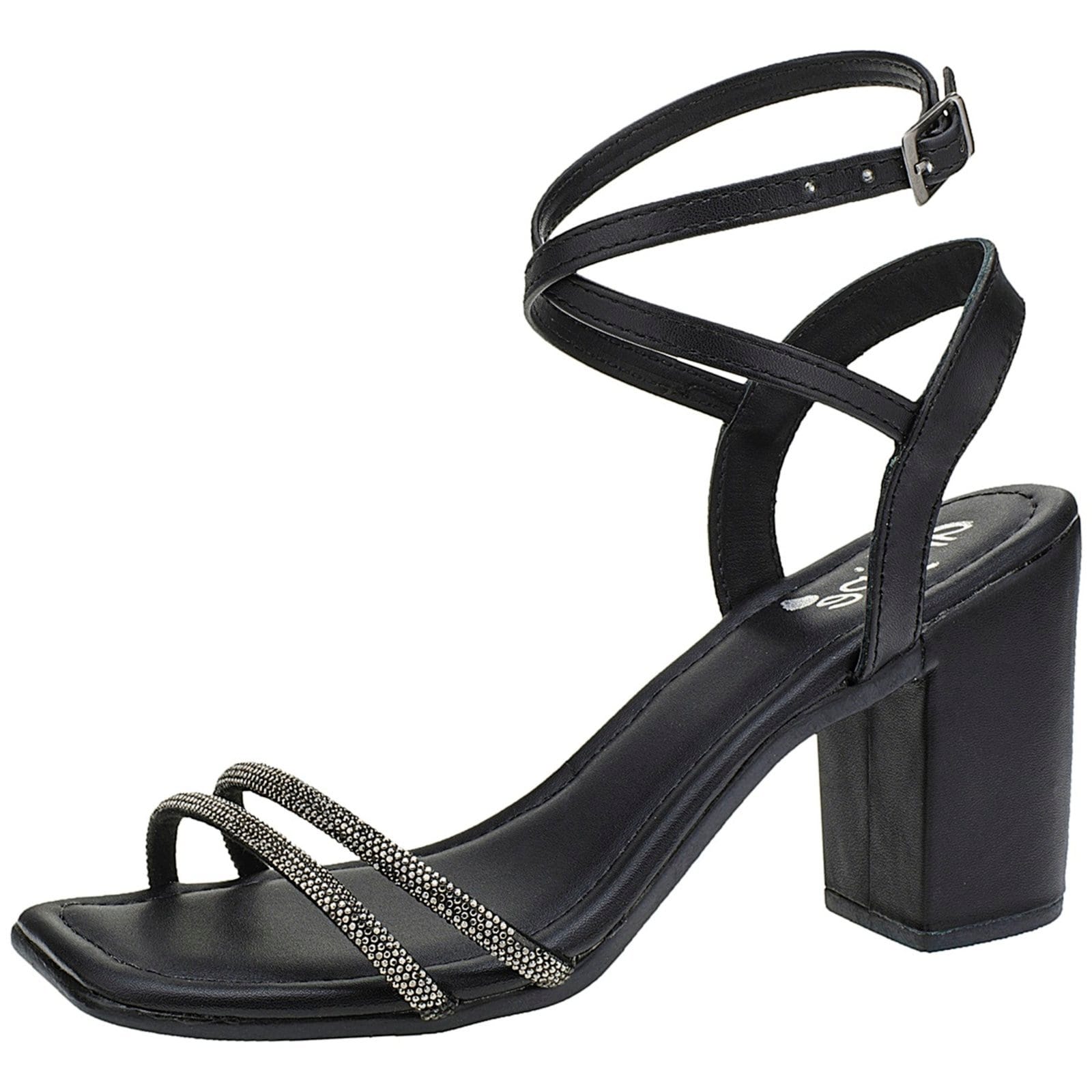 Sandália Salto Feminino Sapato Bloco Quadrado