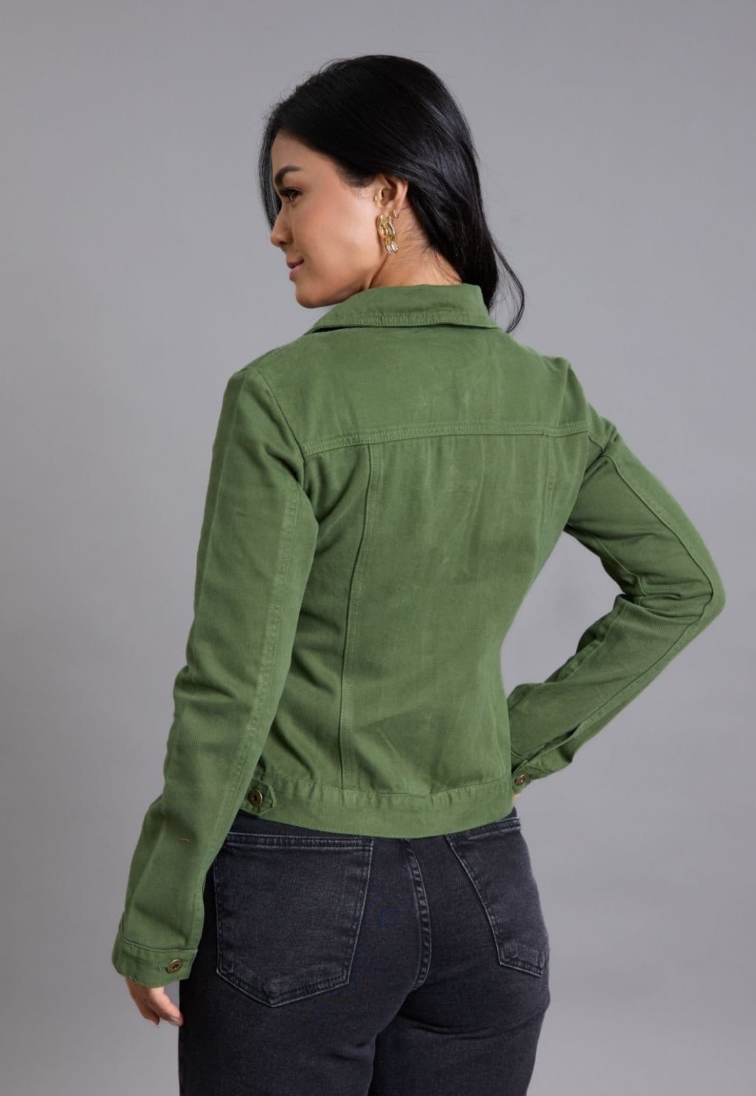 Vista 2 Jaqueta Sarja Feminina Tradicional Color Lemier Collection LEMIER verde/verde militar/verde oliva verde