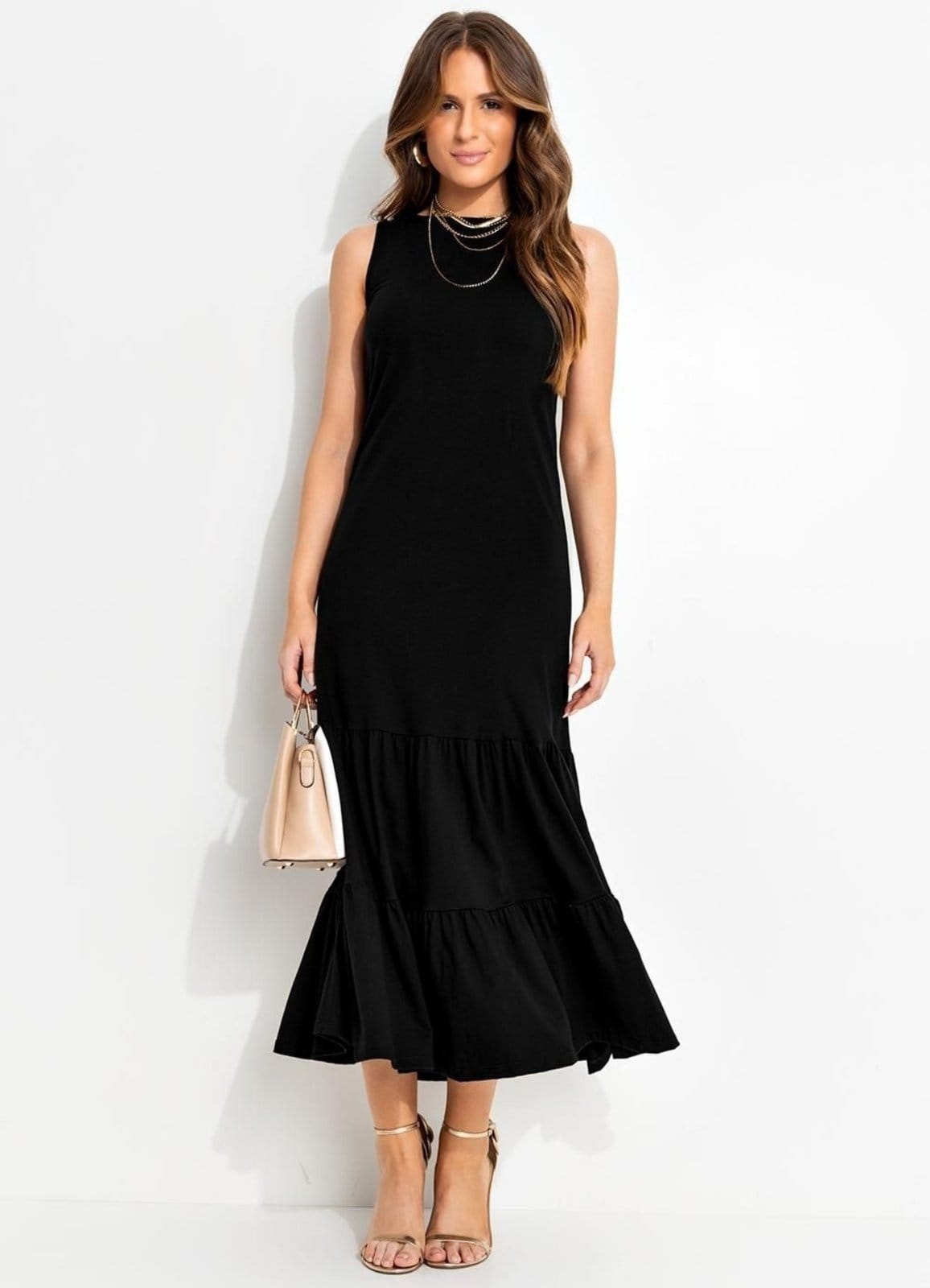 Vista 2 Vestido Em Malha De Algodão Quintess Quintess preto