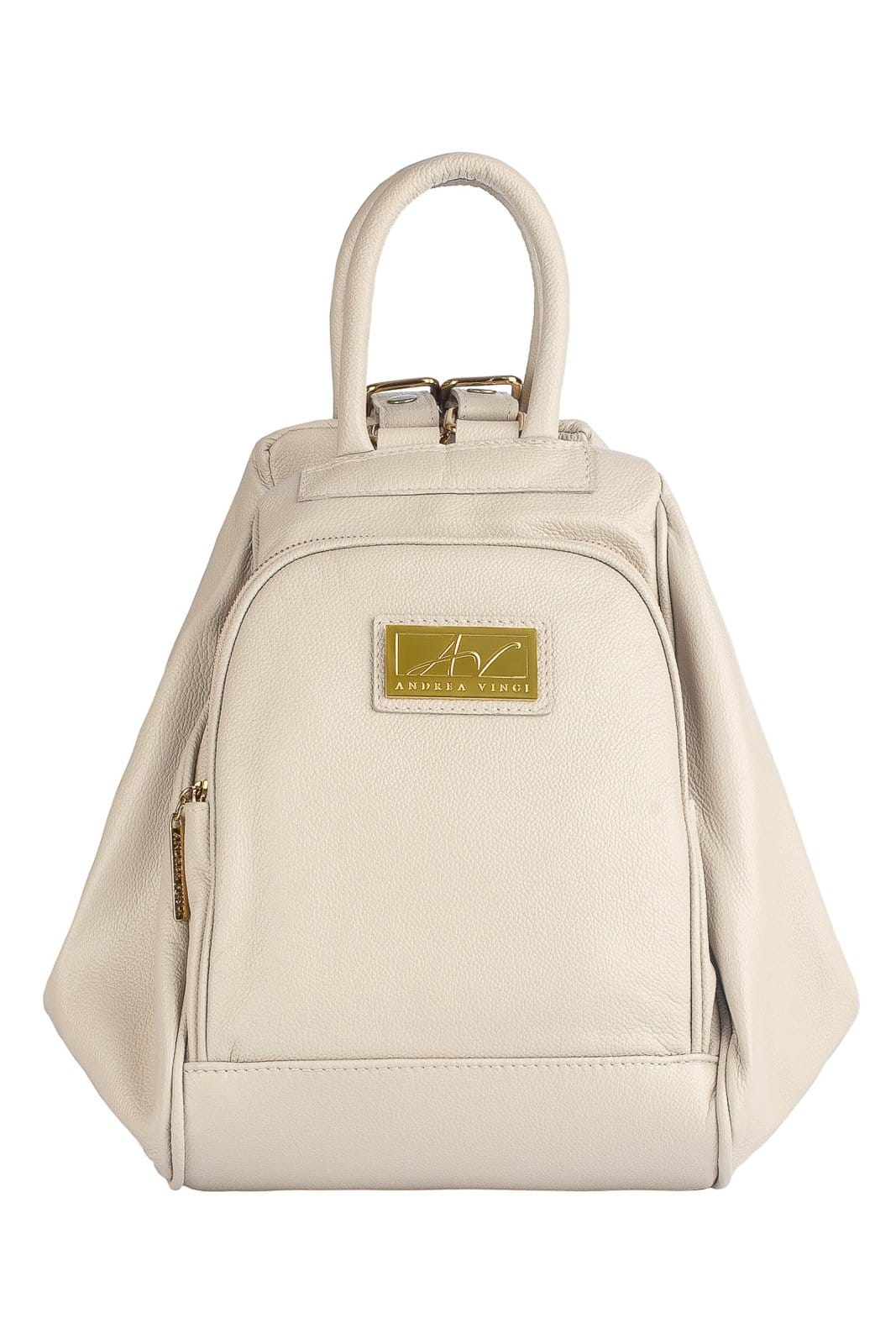 Mochila 3 em 1 de couro liso Sabrina - Marfim