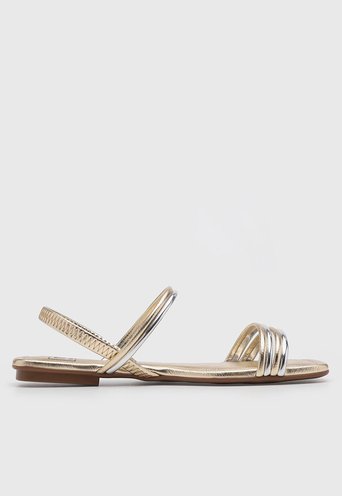 Vista 2 Rasteira Feminina Moleca Tiras Metalizadas Dourada MOLECA dourado