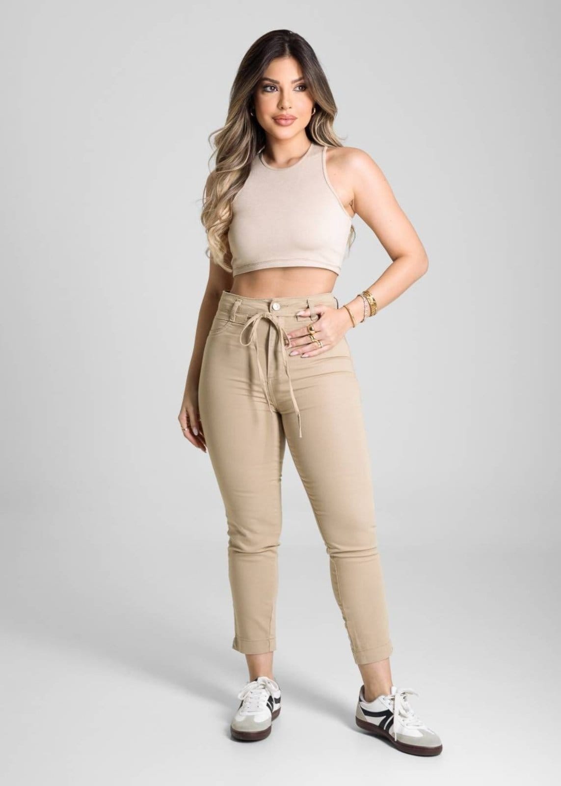 Vista 2 Calça Sarja Sawary Cropped - 281686 Sawary amarelo