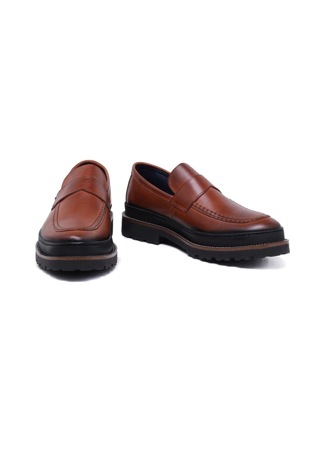 Vista 2 Sapato Masculino Casual Mocassim Malbork Couro Sola Tratorada 2202C Malbork caramelo