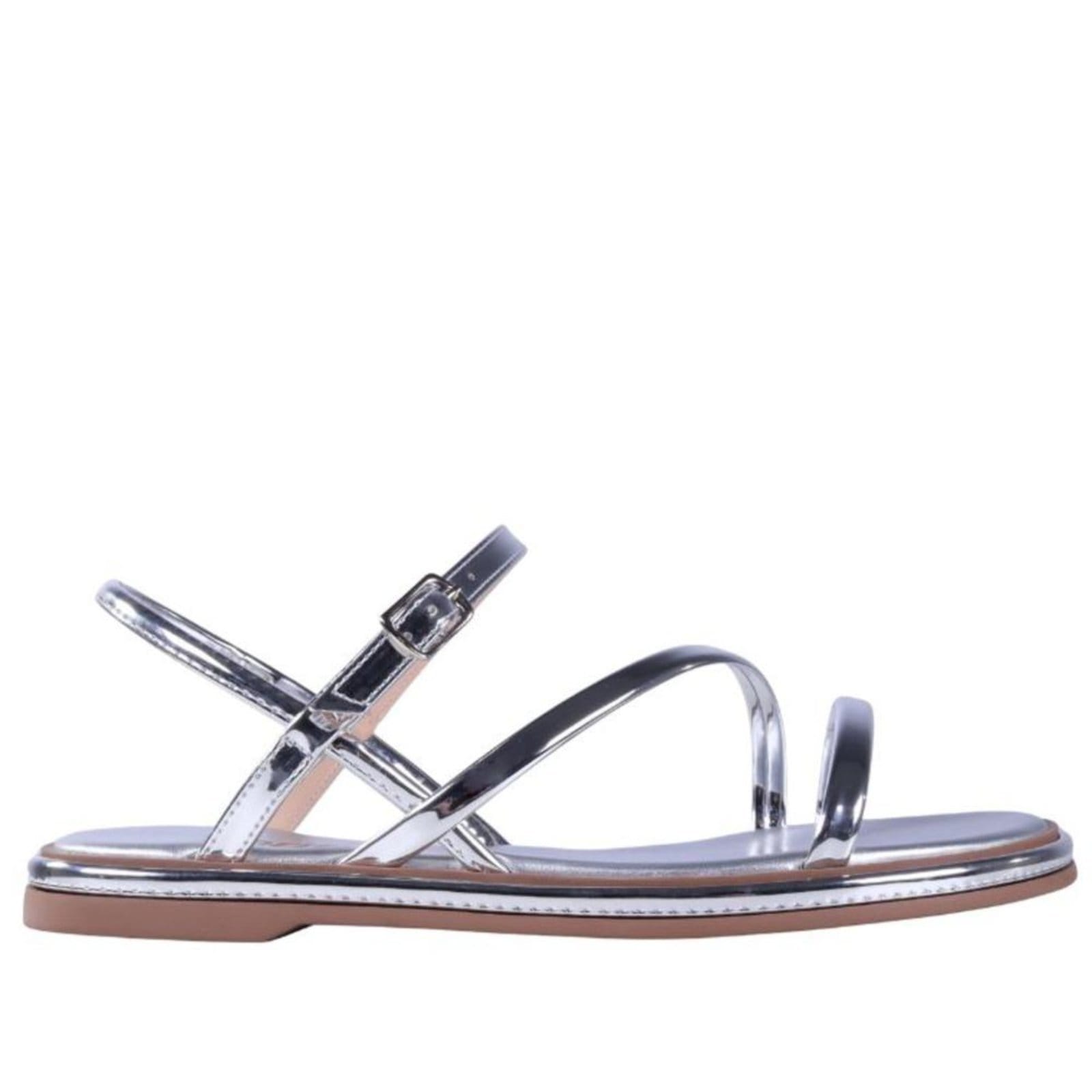 Vista 2 Sandália Feminina Rasteira Zariff 1931-65 Prata Zariff incolor