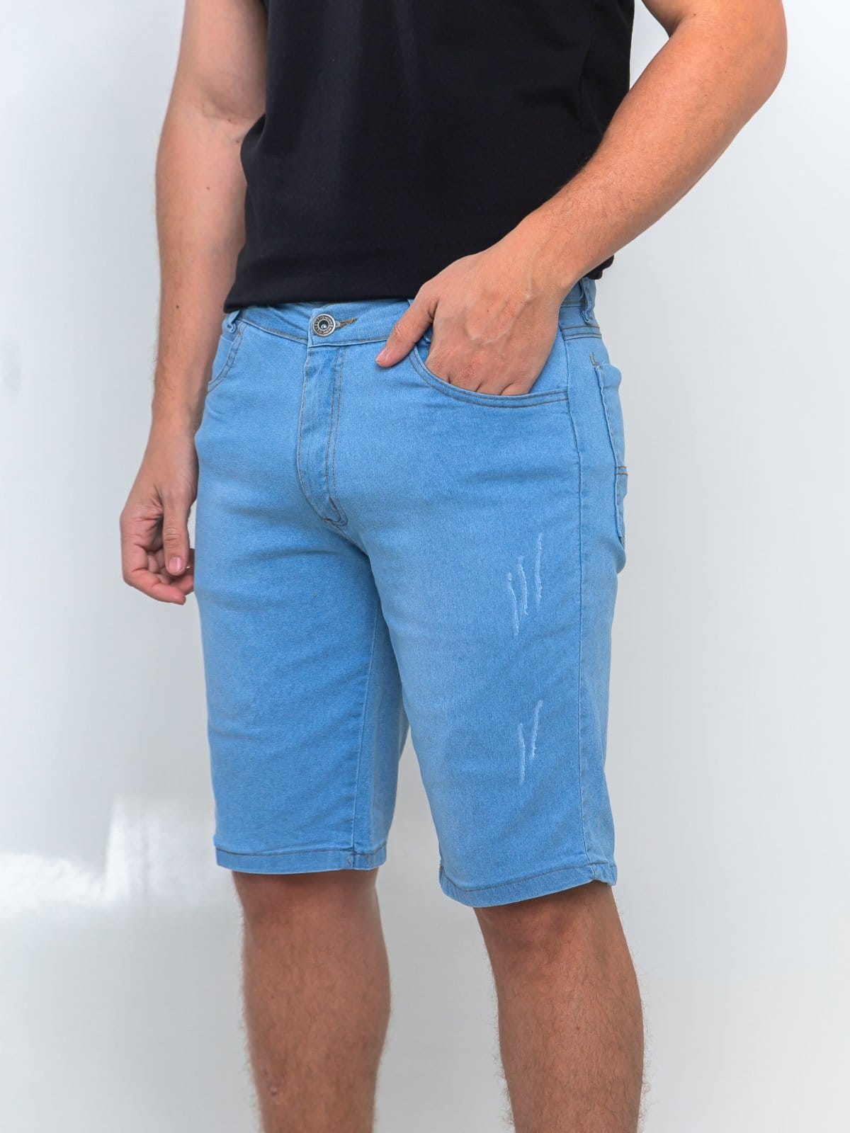 Vista principal Bermuda Jeans 5 Estilos Delave Casual e Basica Confortavel 5 ESTILOS azul