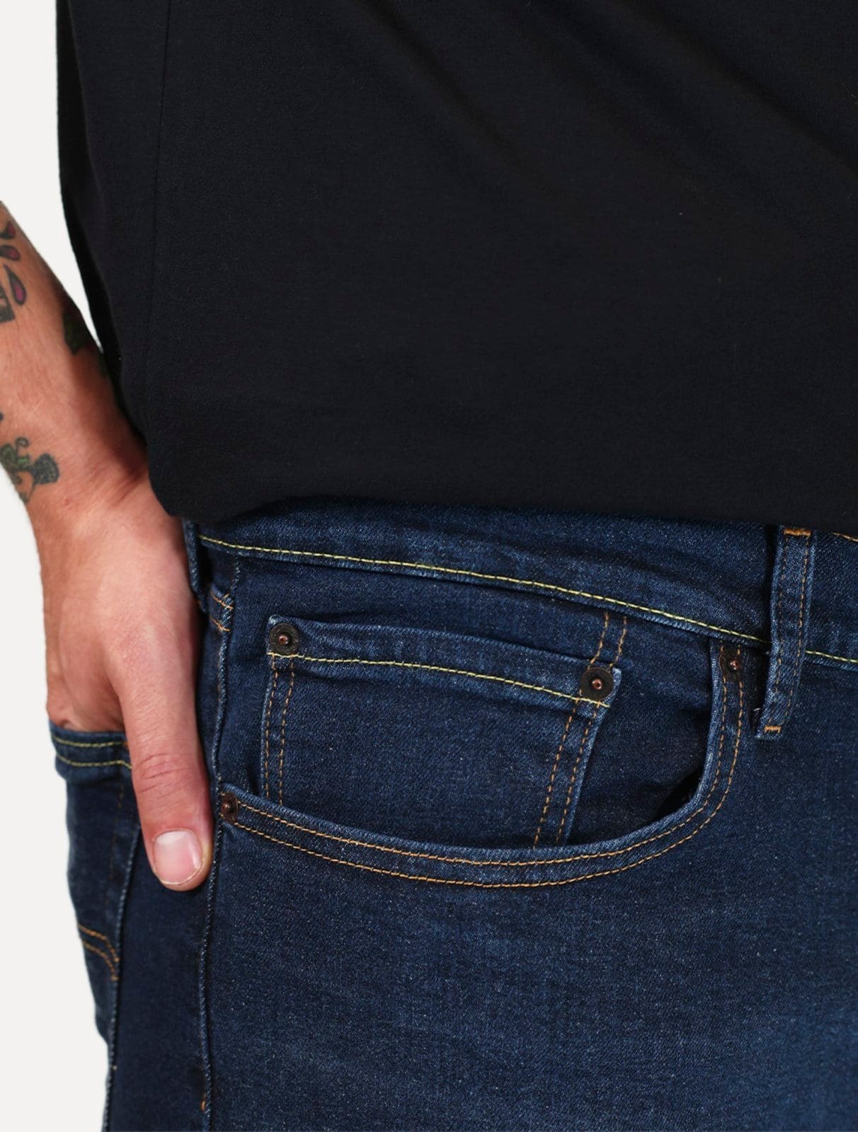 Vista 2 Calça Levis Jeans Masculina 505 Regular Blue Dark Levis branco blue