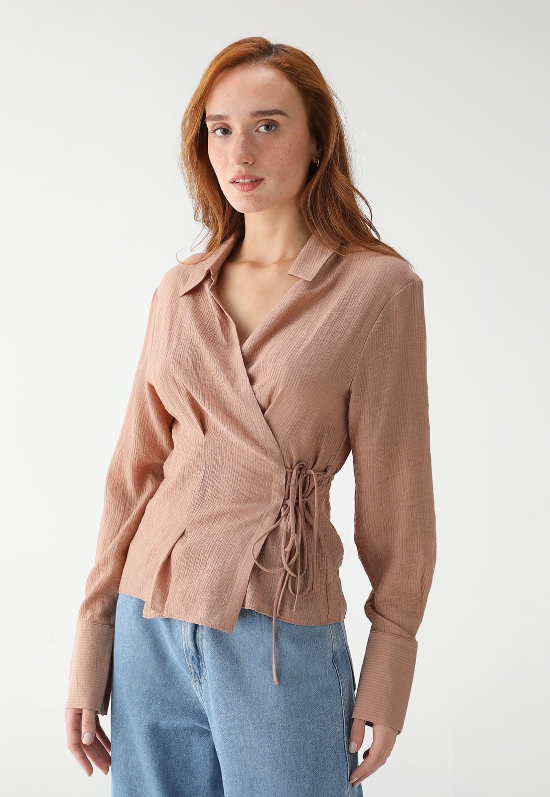 Camisa TOPSHOP Transpassada Texturizada