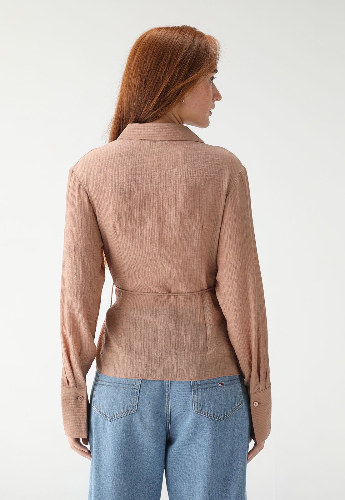 Vista 2 Camisa TOPSHOP Transpassada Texturizada Topshop nude