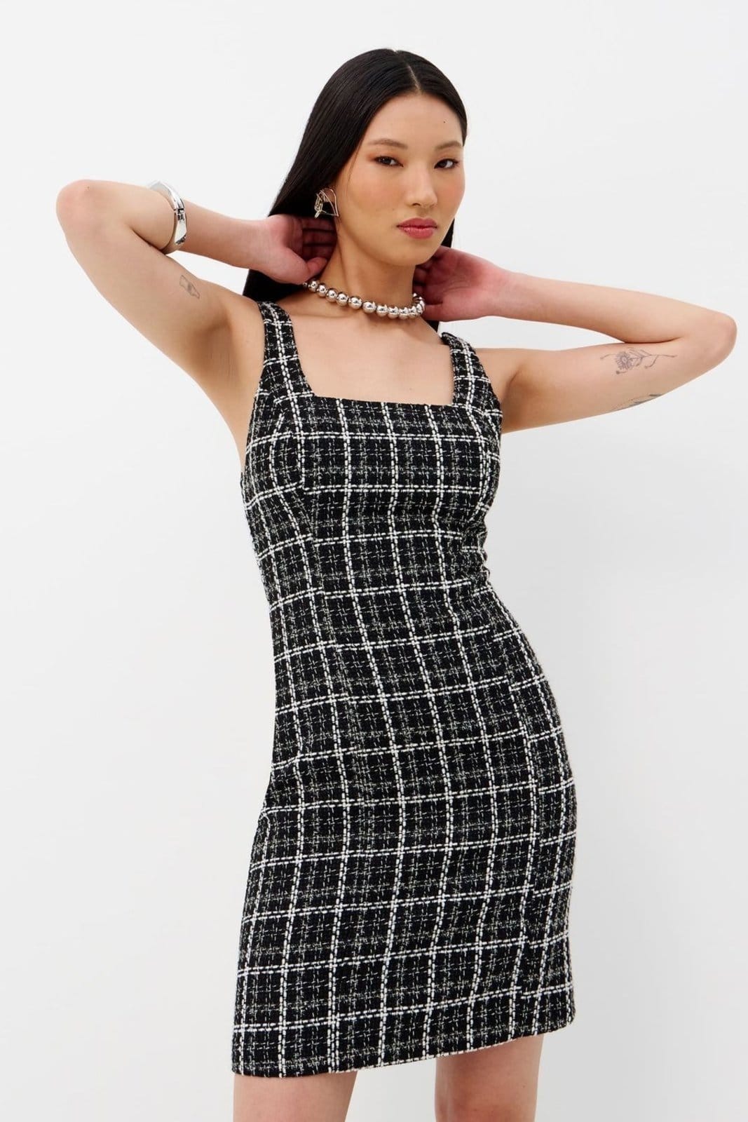 Vista 2 Vestido Tweed Crush Feminino Inblanche preto